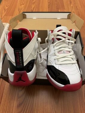 Jordan Kids' White Black Red High-Top Sneakers